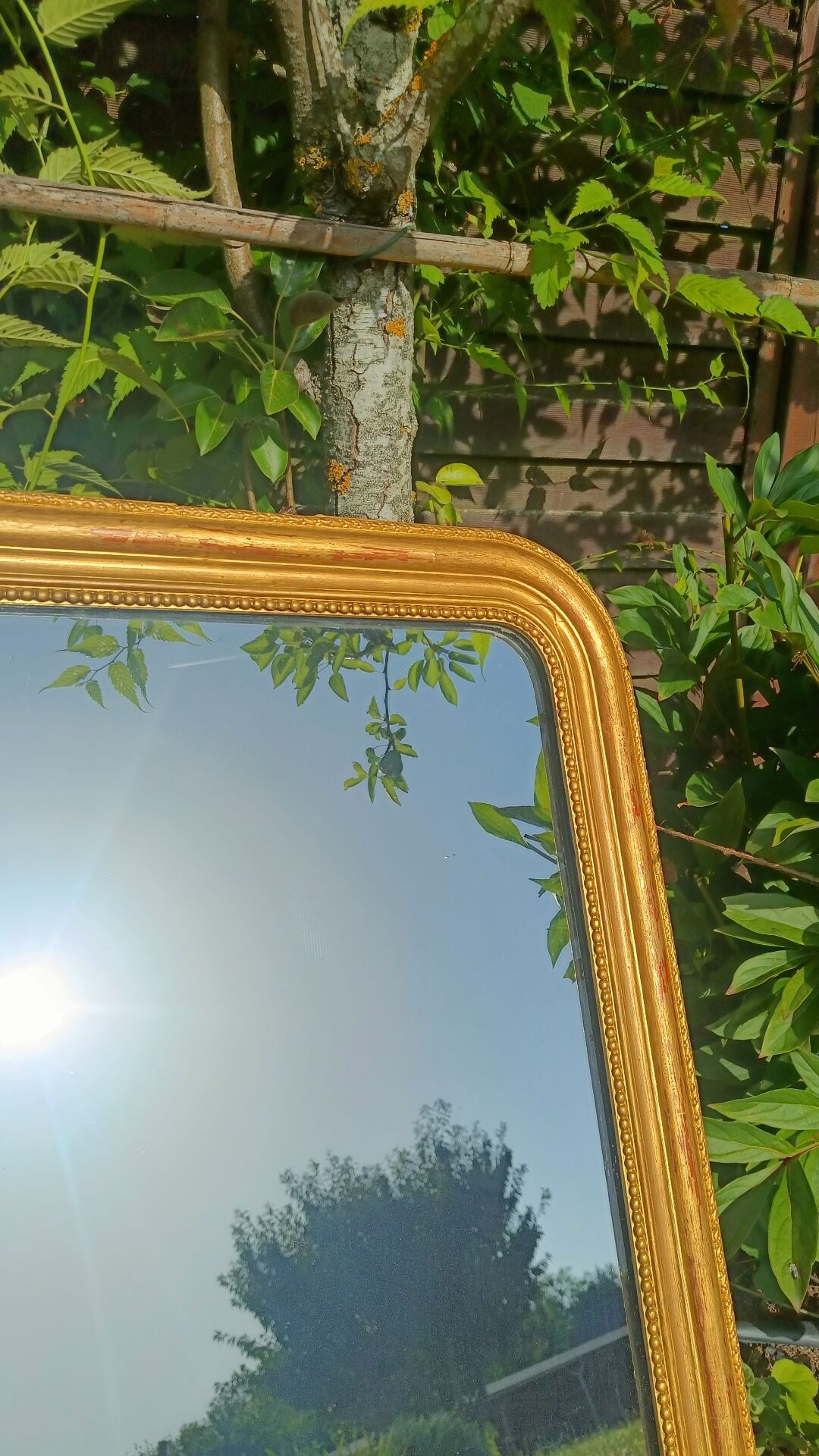 Antique gilded patinated Louis-Philippe mirror