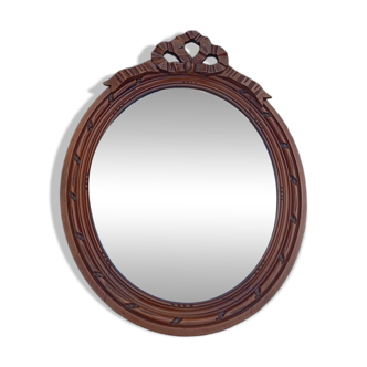 Miroir ovale bois à ruban style louis XVI - vintage