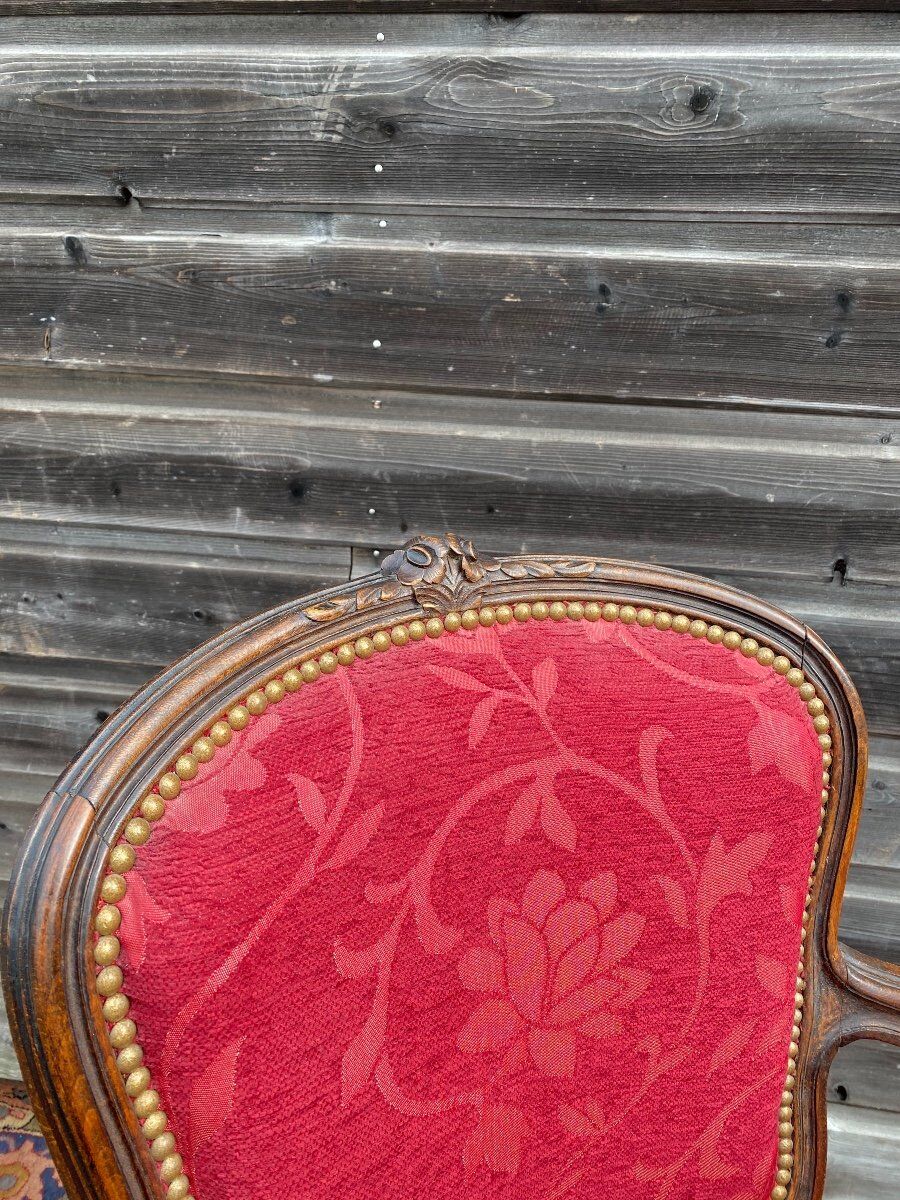 Pair of armchairs in natural wood style Louis XV XIXth century