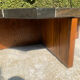 Brutalist octagonal coffee table from the 1970s in solid oak and slate.