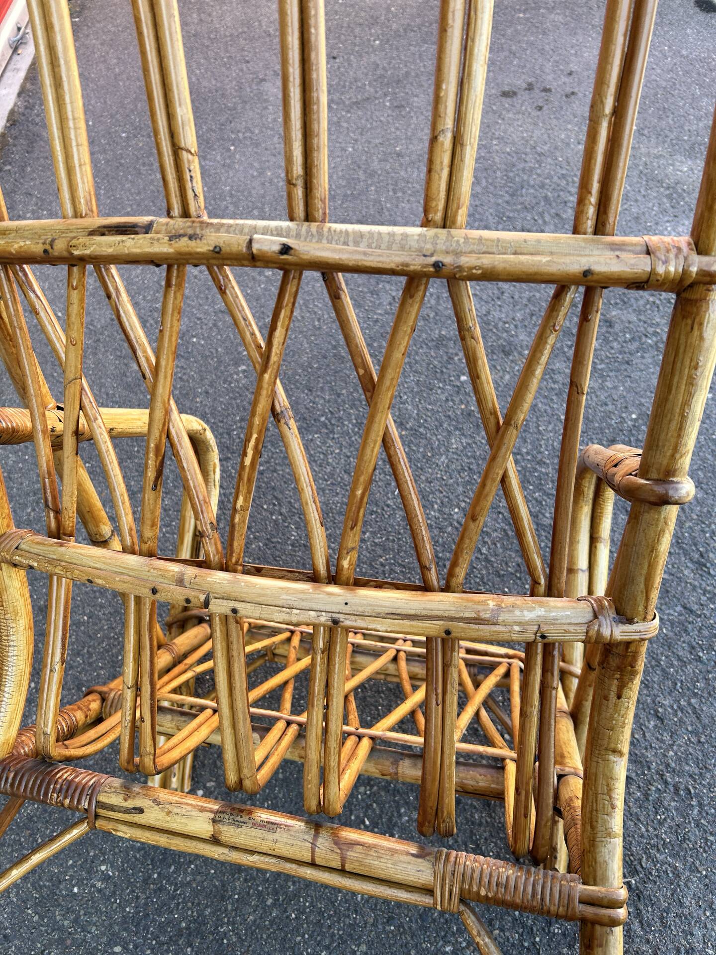 Bonaudi vallauris rattan lounge chair - 1950s/60s