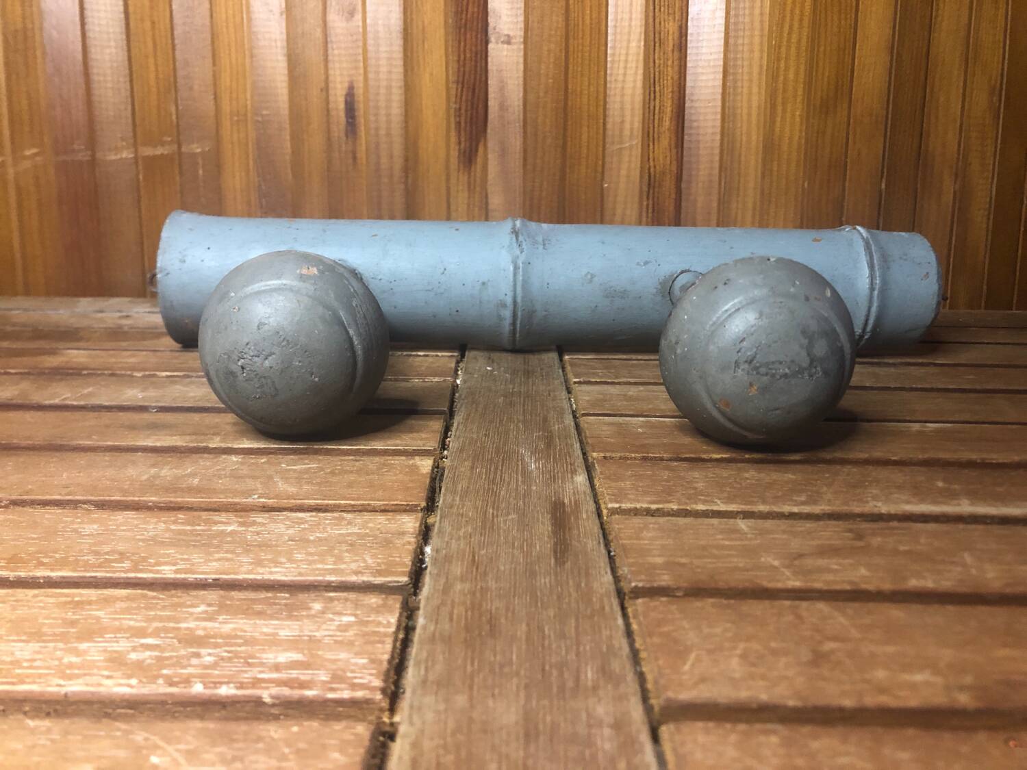 Old wall coat rack x2 vintage gray wood #a417
