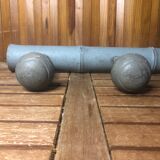 Ancienne patère porte manteau mural x2 bois gris vintage #a417