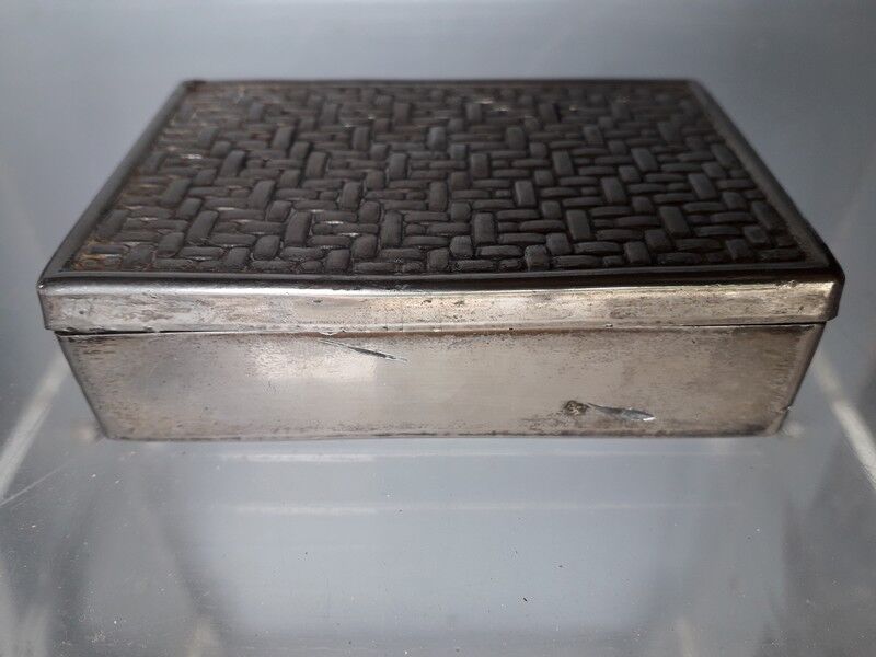 Box in silver metal and mahogany 1940