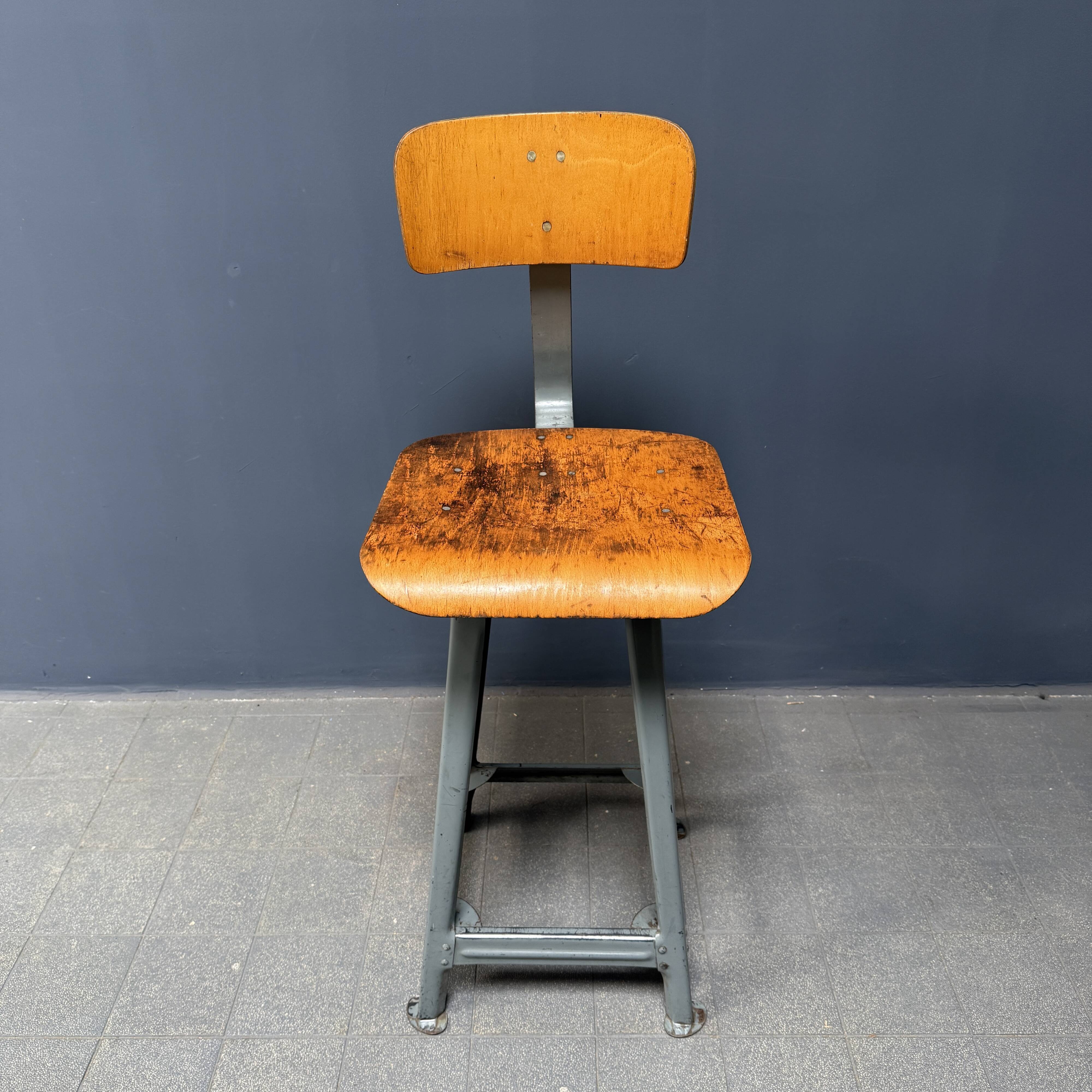 High industrial metal workshop chair