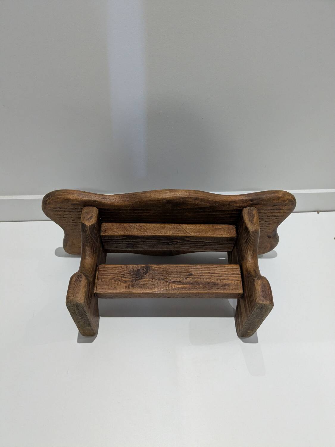 Vintage solid wood footrest - small farmhouse bench stool