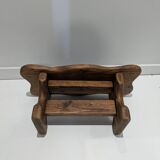 Vintage solid wood footrest - small farmhouse bench stool