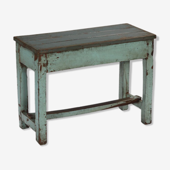 Indian bench blue wood old teak vintage patina and original piece 70x30x52cm