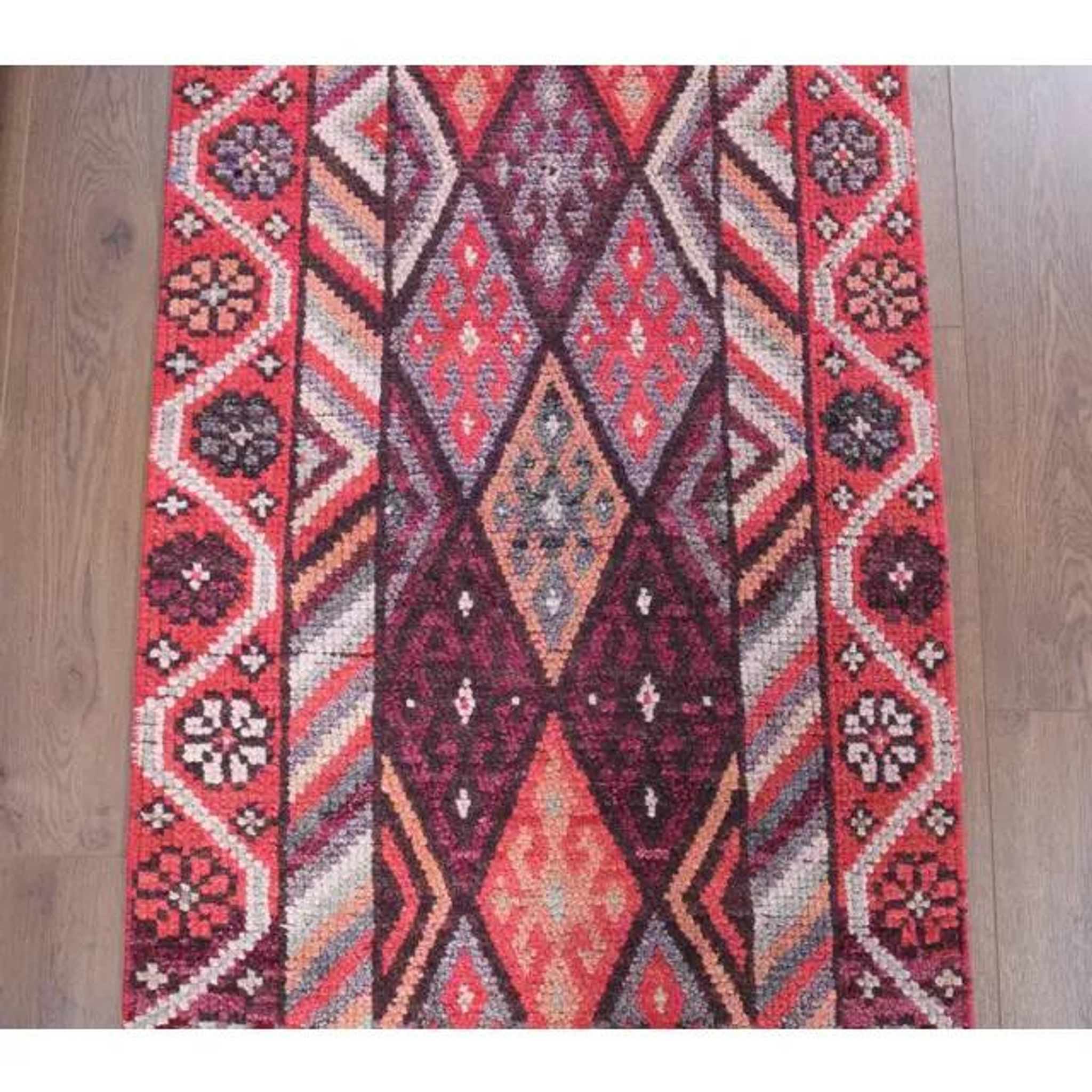 Vintage Turkish Oushak Handmade Wool Cotton Pink Runner Rug 80x317