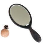 Napoleon III bevelled hand mirror in ebony, 30.5 x 13 cm