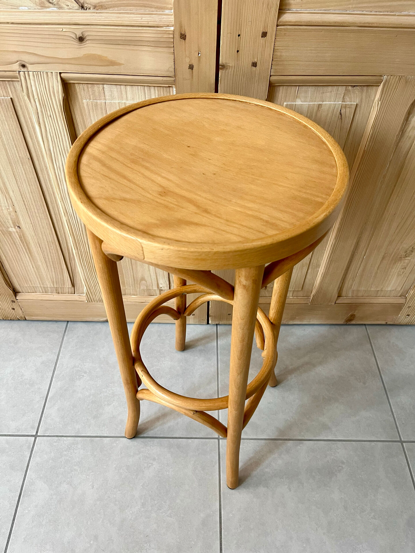Tabouret bar haut bois courbé