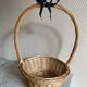 Round beige basket high handle