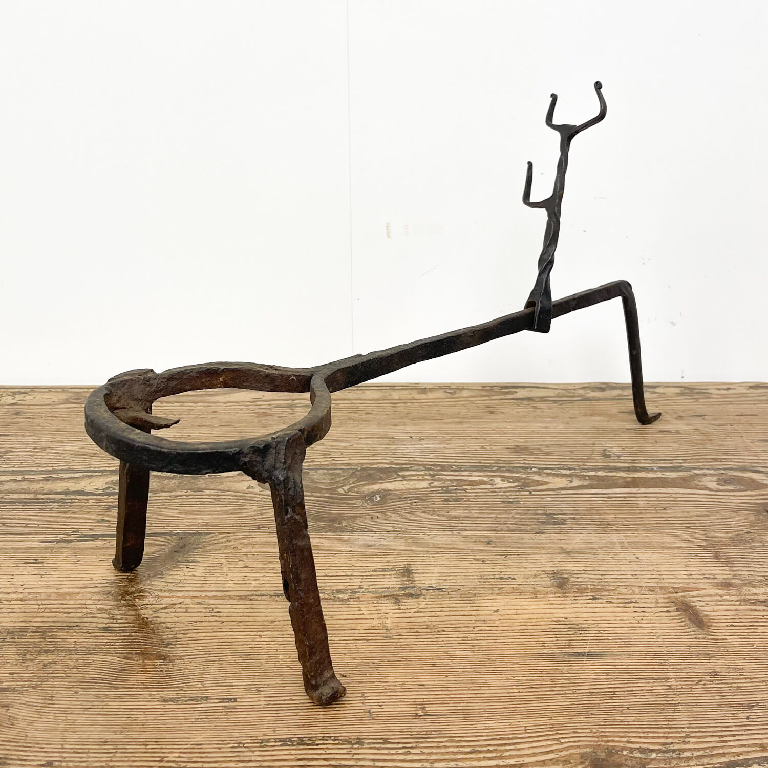 Antique wrought iron fire place pan trivet 18th century