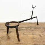 Antique wrought iron fire place pan trivet 18th century