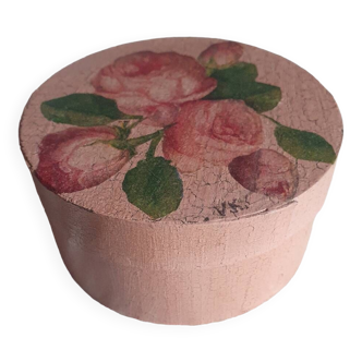 Boîte ronde motifs roses shabby chic vintage