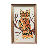 Tableau chouette brodée