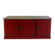 Low red "Guérande" buffet, zinc top, butcher's fridge-style doors
