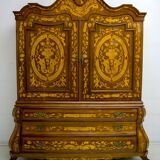 20th Century Dutch Trumeau Walnut with Maple Wood Inlays, Netherlands, 1950