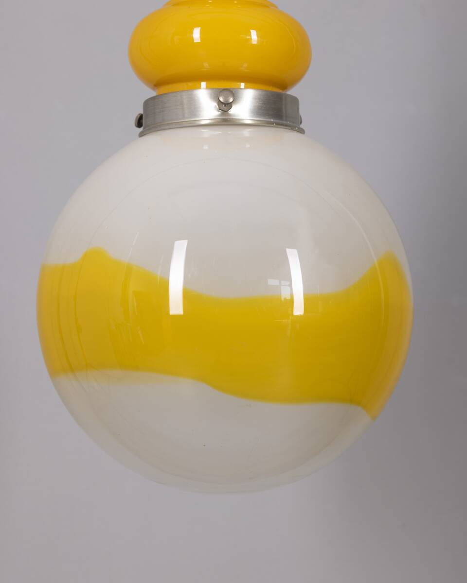 Vintage Space Age Italian Yellow Glass Chandelier, 1970s
