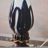 Ceramic and bronze foot lamp, pleated lampshade old pink 48x29 art deco