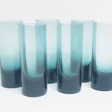 Grands verres à liqueur bleu sarcelle fumé