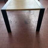 Table with Fermob bench in natural wood and iron