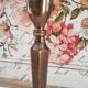 Brass candle holder high hexagonal foot