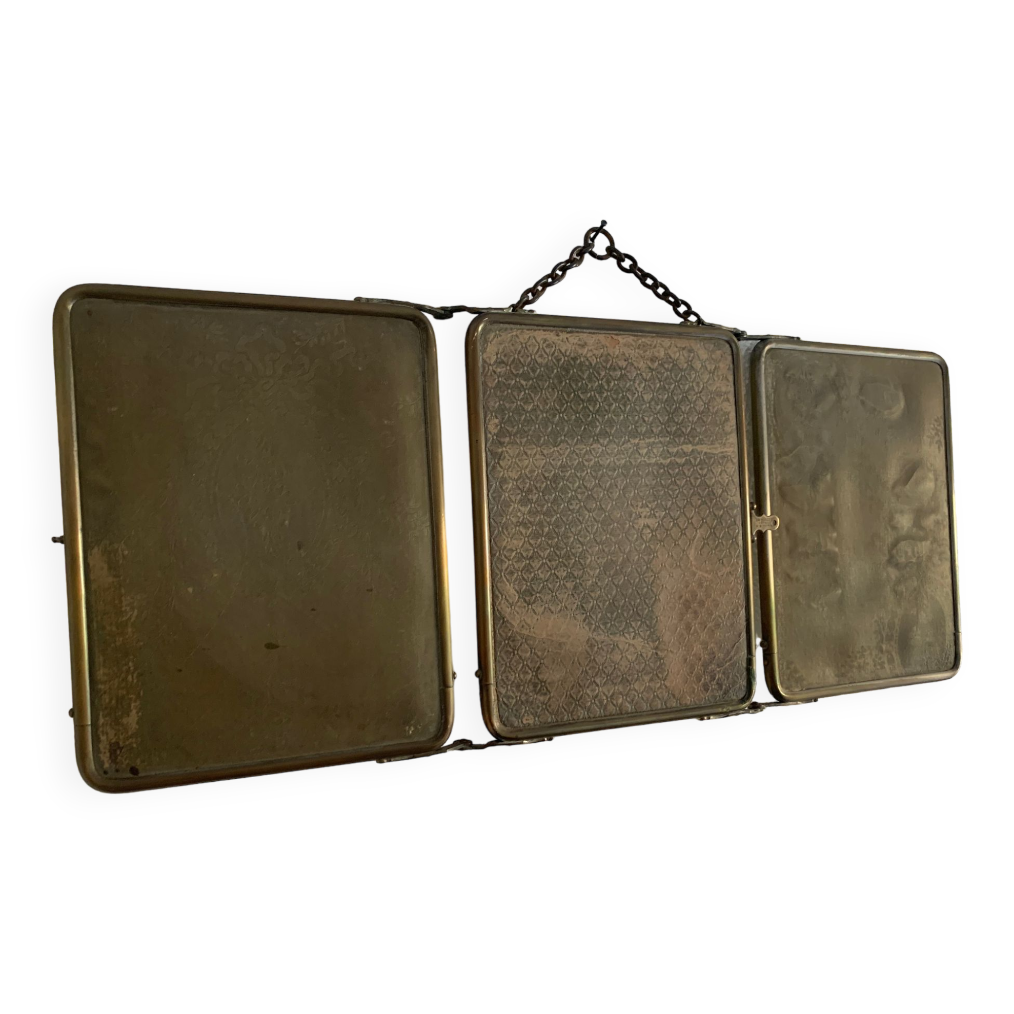 Miroir triptyque barbier Le Solide Paris vintage 1930 - 24 x 59 cm