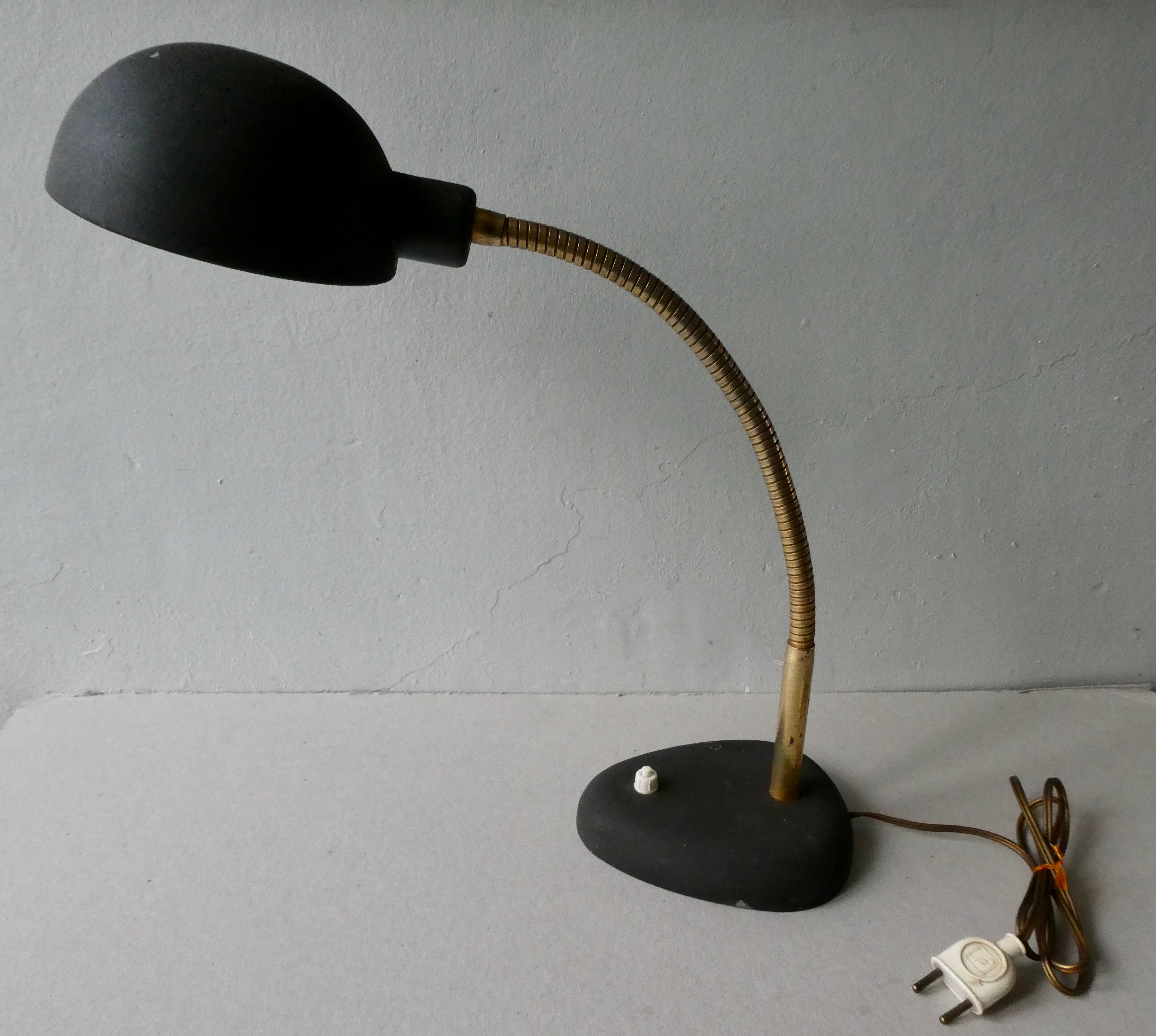 1950s lamp, made of black and gold metal