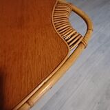 1960s rattan and wood coffee table