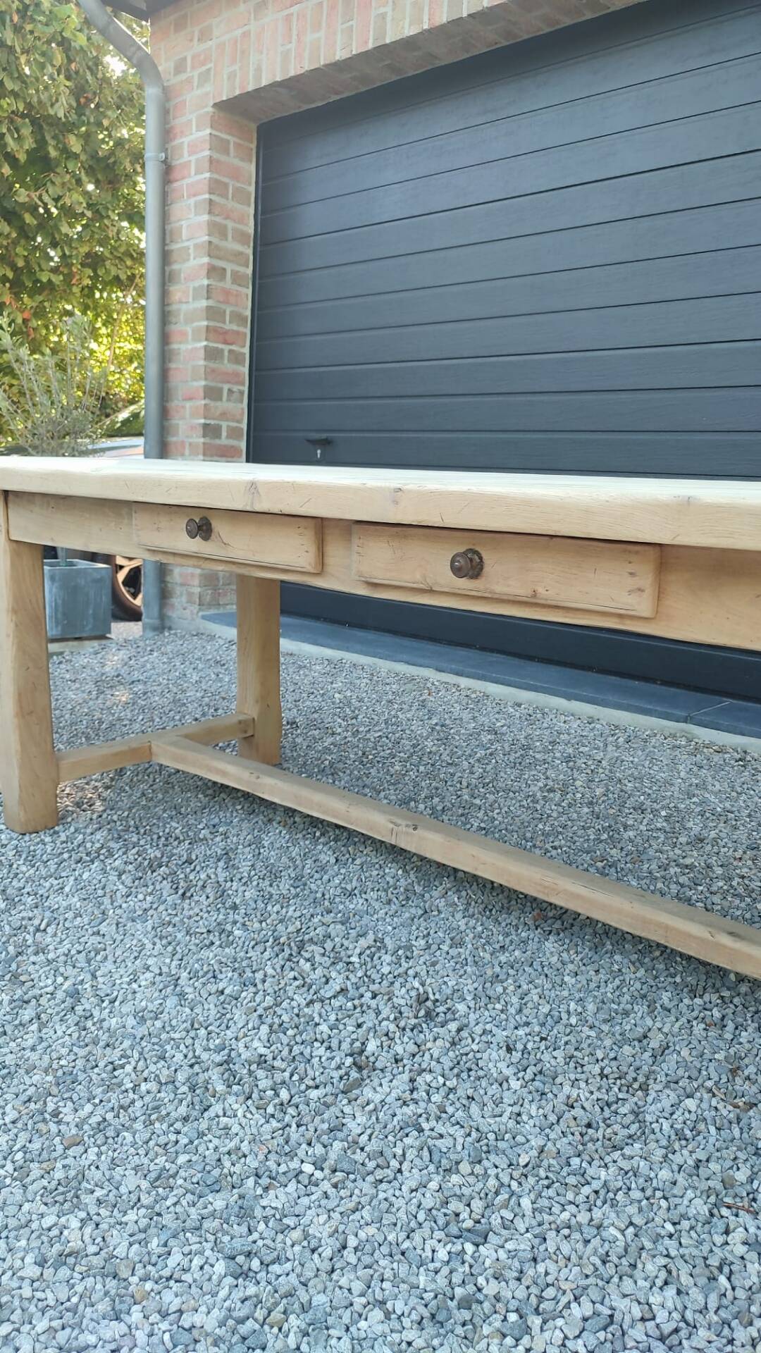 Table de ferme 3m20 chêne massif 2 rallonges