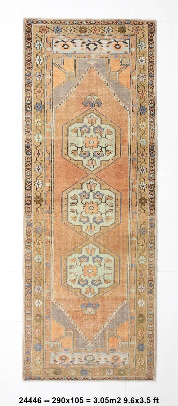 Tapis de couloir vintage long et large 3x9, 105x290 cm
