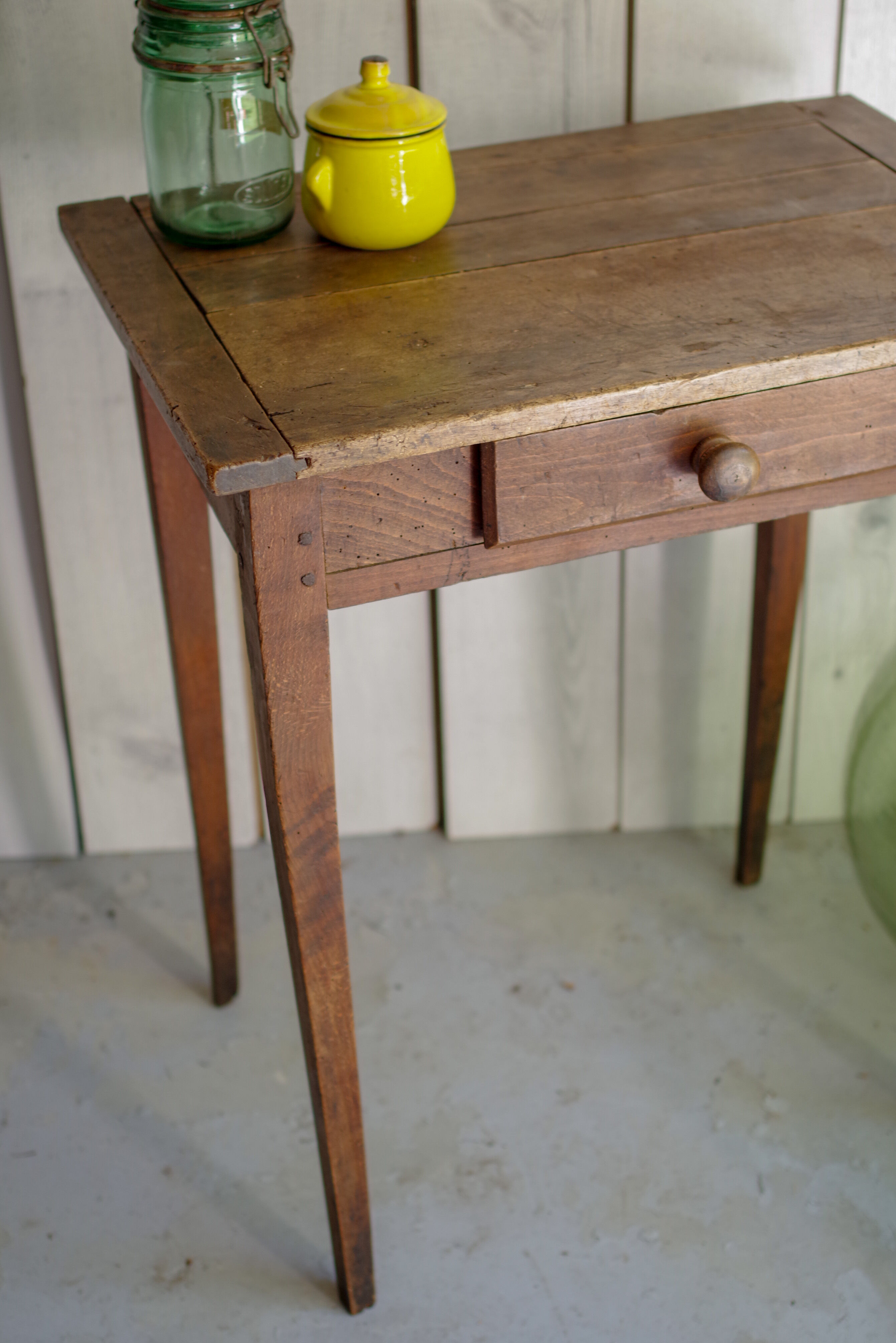 Small farm table-old rustic wooden desk years 50