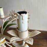 Sheet metal chandelier with daisy masks, 3 branches.