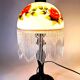 Vintage Tiffany-style fringed lamp with floral globe