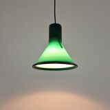 Lampe à suspension Mini P&T en verre vert par Michael Bang pour Holmegaard, Danemark 1970