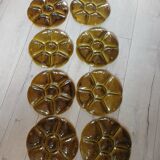 8 old GIEN oyster plates + 2 serving dishes