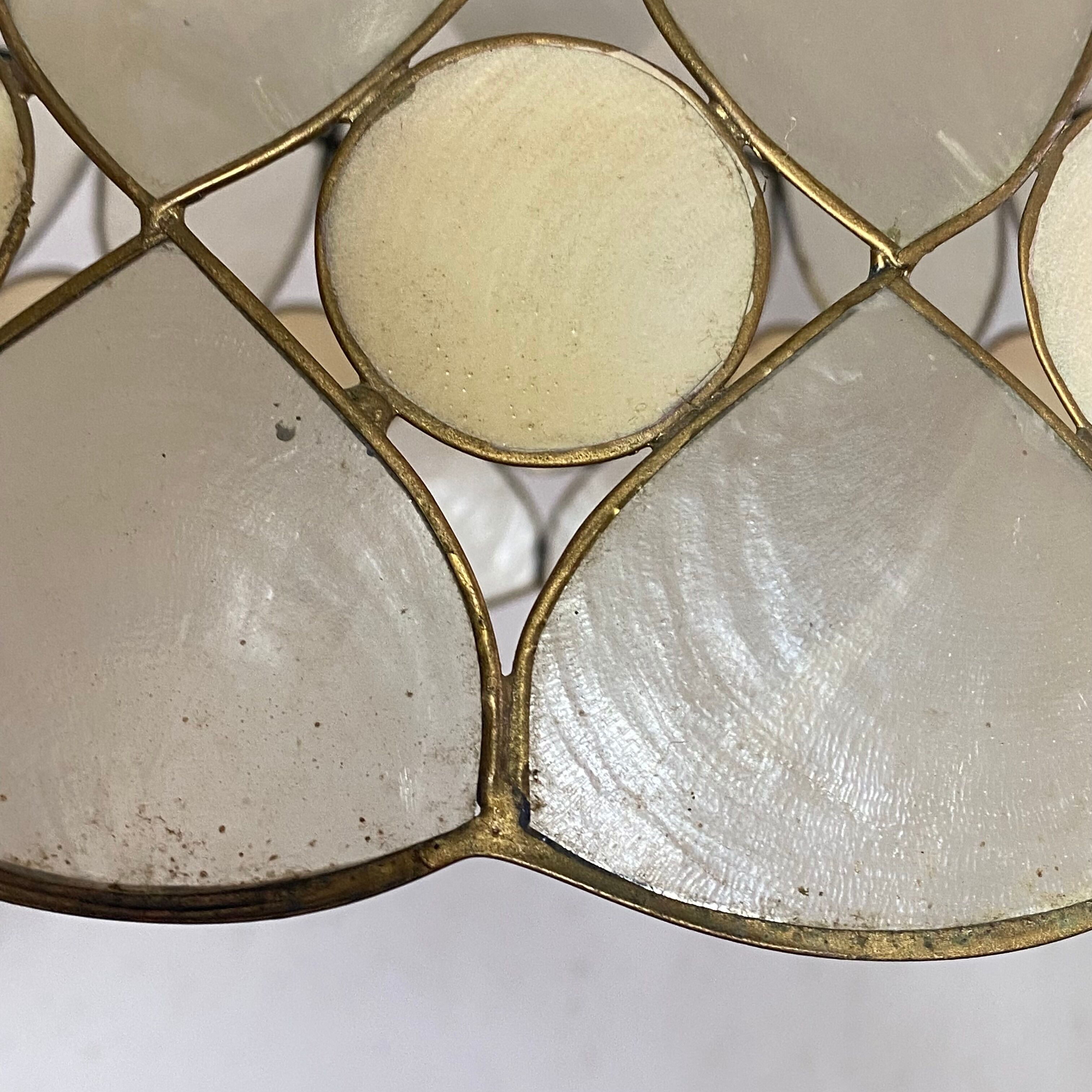 Vintage capiz shell pendant chandelier from the 1950s to 1960s.