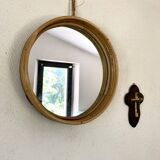 Rattan and rope mirror duo