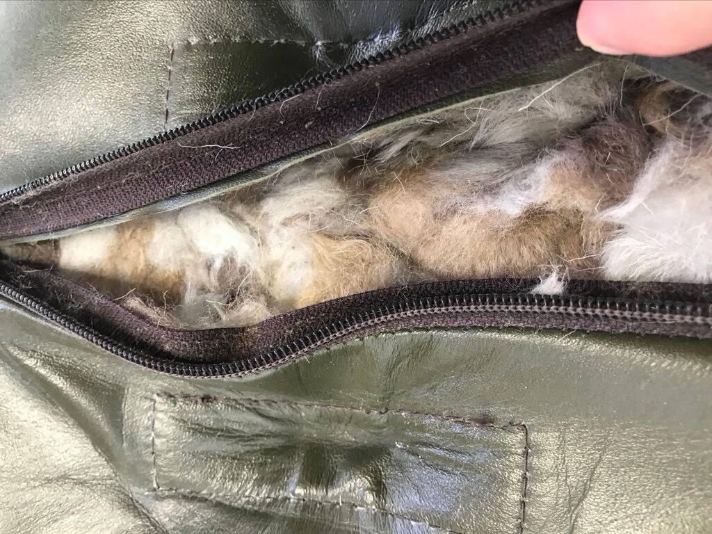 Vintage green leather ottoman 1970