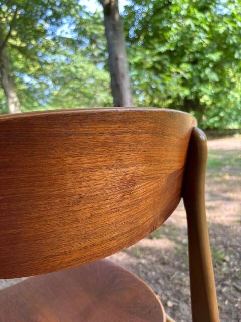 5 beech and teak chairs - Denmark 50s/60s