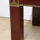 Vintage Jean-Claude Mahey coffee table in lacquered wood and brass, 1970