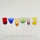 Set of 6 multicoloured liqueur glasses, designed in the 1970s.