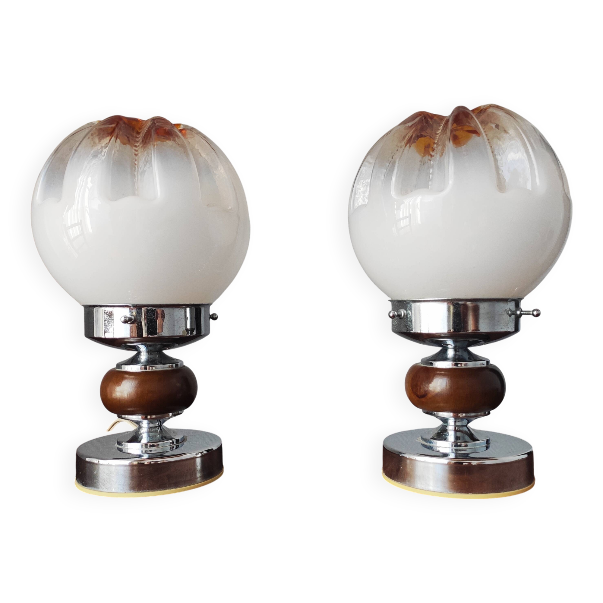 Paire de lampes mazzega 1970 verre de Murano