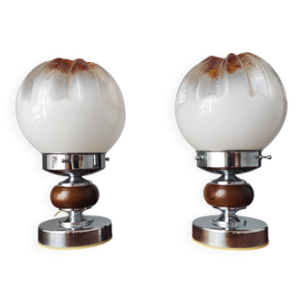 Pair of Mazzega lamps 1970 Murano glass