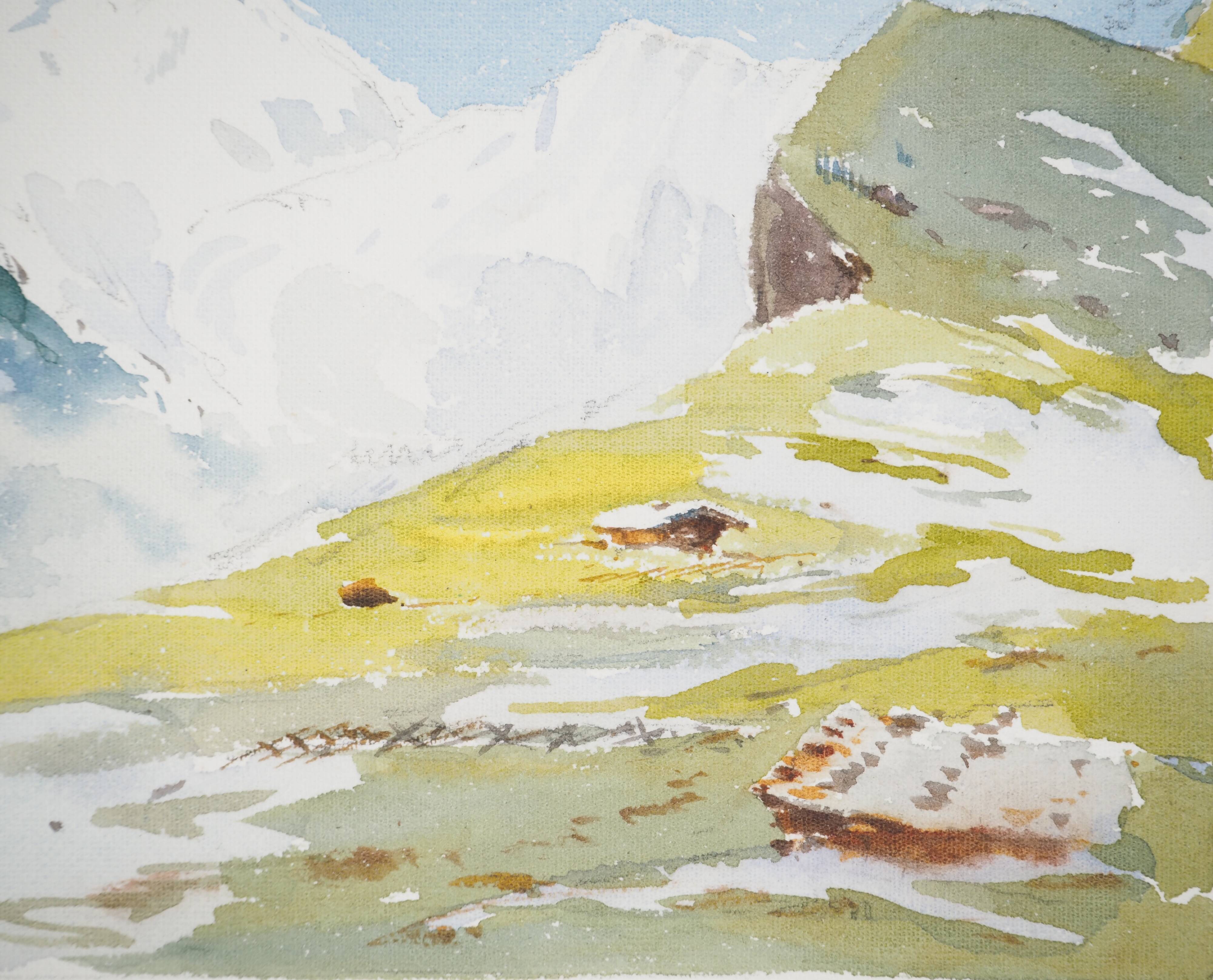 René LEVERD: Switzerland, Brüning Pass, Original signed watercolor