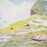 René LEVERD: Switzerland, Brüning Pass, Original signed watercolor