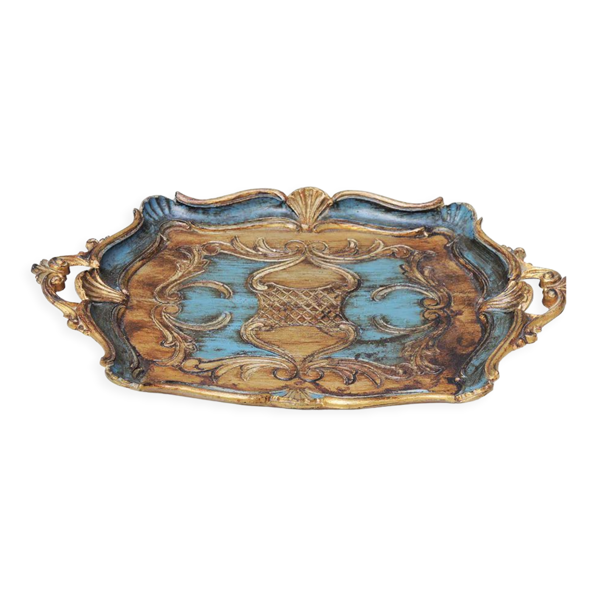 Old carved & patinated wooden top baroque style