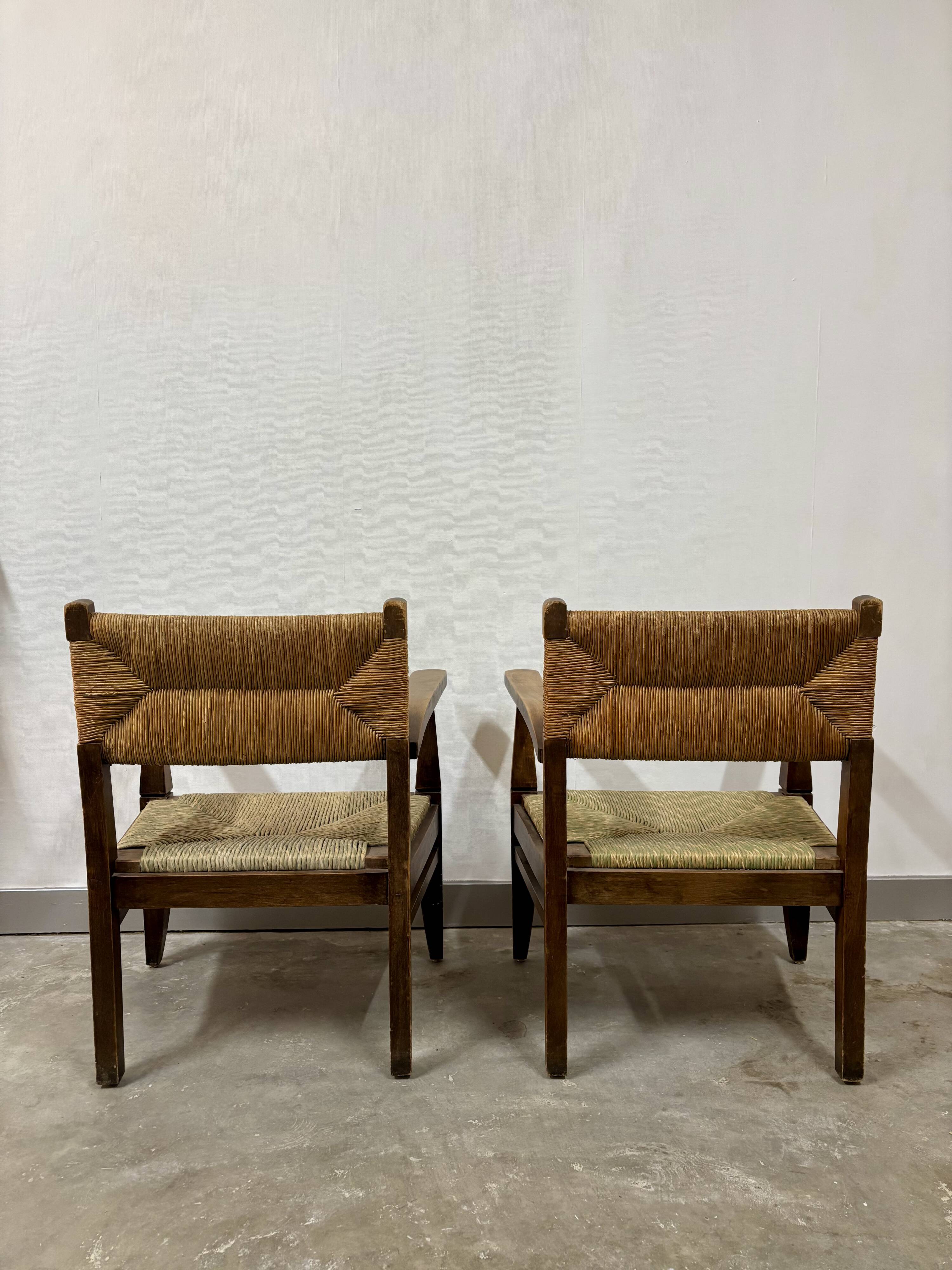 Pair of vintage brutalist armchairs from the 1960s.
