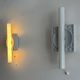 Pair of vintage porcelain wall lights with switch, France 1970.
